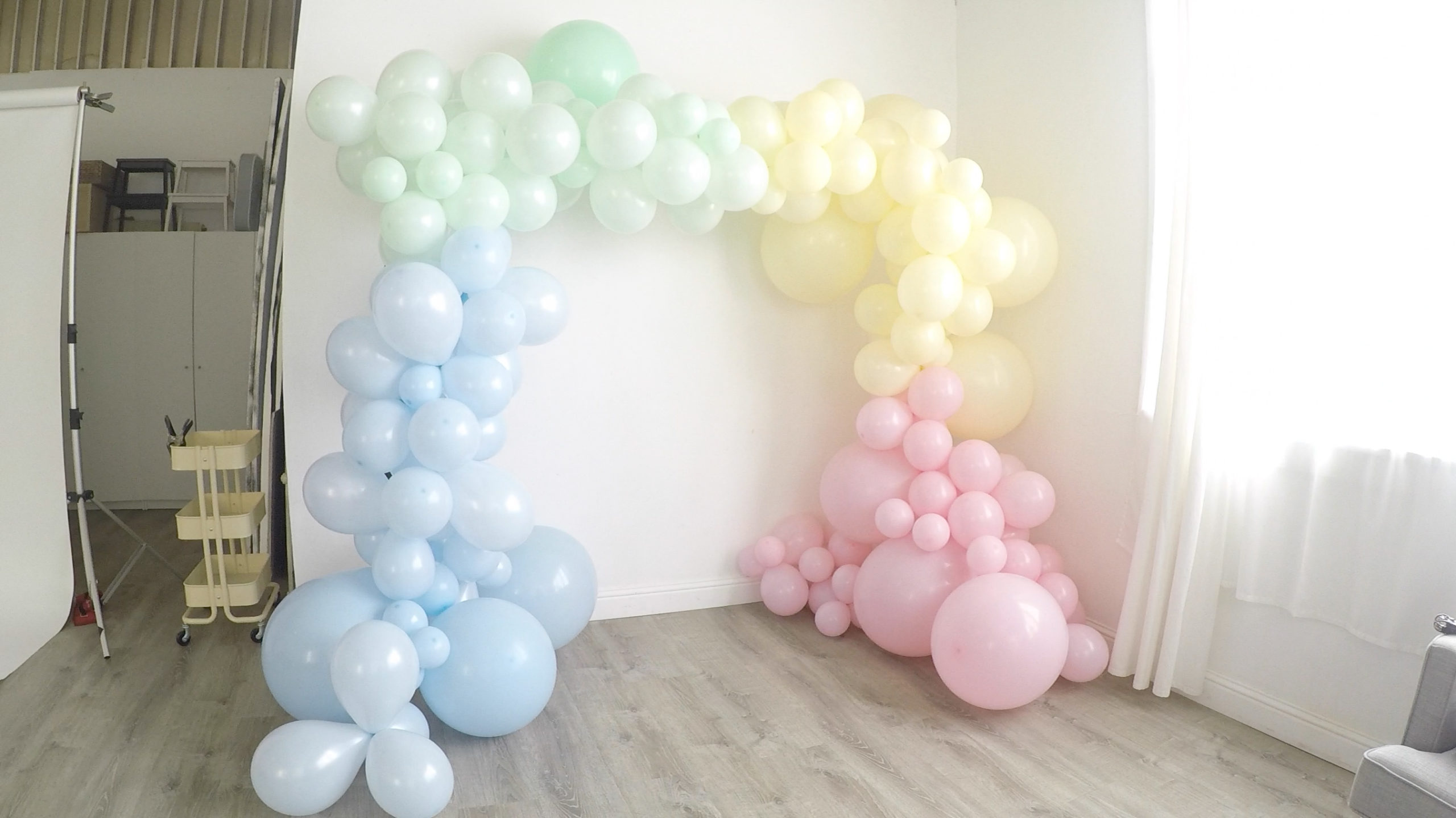 Pastel Rainbow Balloon Garland for gender reveal