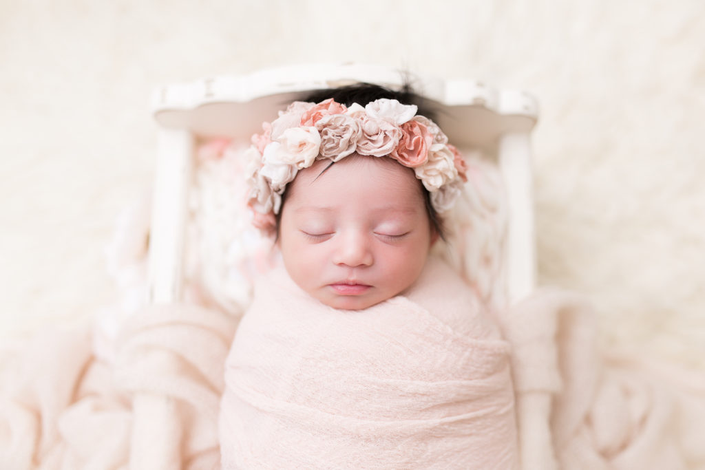 Newborn girl blush pink white rozzi rayne